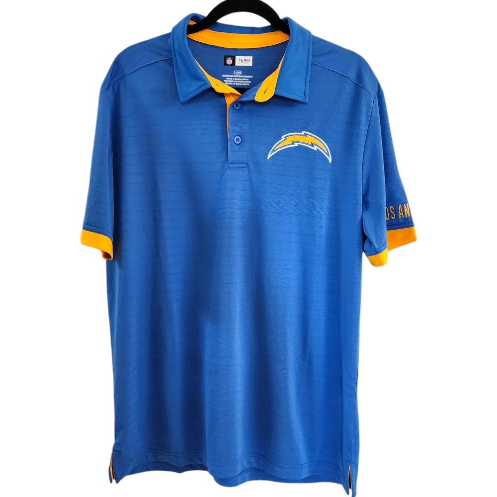 NFL Los Angeles Chargers Men's Collared Blue Polo Shirt, Large